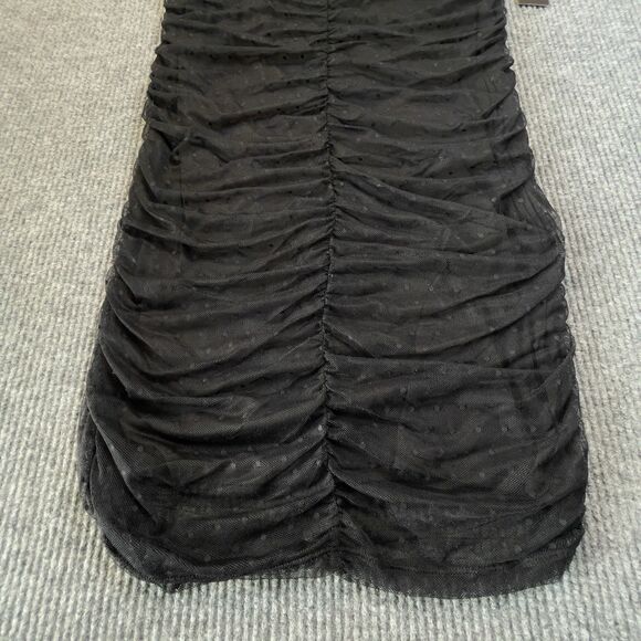 Bold Elements Womens Size Large Midi A-Line Skirt Black Polka-Dot Mesh NEW - Picture 6 of 11